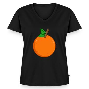 Orange - Frauen Premium Bio T-Shirt mit V-Ausschnitt - Schwarz - Vorne - AI Model Female 172 light (172cm)