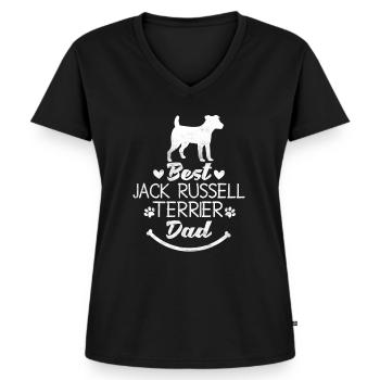Jack Russel Terrier - T-shirt encolure en V Premium bio Femme - noir - Devant - AI Model Female 172 light (172cm)