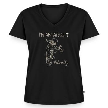 Ich bin erwachsen - technisch gesehen - Frauen Premium Bio T-Shirt mit V-Ausschnitt - Schwarz - Vorne - AI Model Female 172 light (172cm)