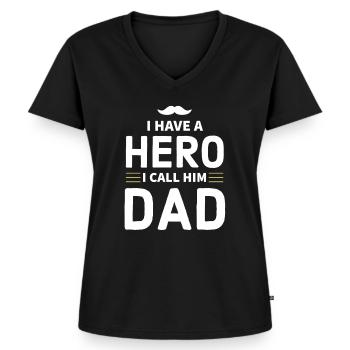 Father's Day, Father's Day, Father's Day, Father's - Women's Premium Organic V-neck T-shirt - black - Front - AI Model Female 172 light (172cm)