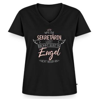 Sekretärin - Frauen Premium Bio T-Shirt mit V-Ausschnitt - Schwarz - Vorne - AI Model Female 172 light (172cm)