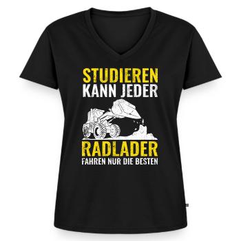 Radlader | Bauarbeiter Geschenke - Frauen Premium Bio T-Shirt mit V-Ausschnitt - Schwarz - Vorne - AI Model Female 172 light (172cm)