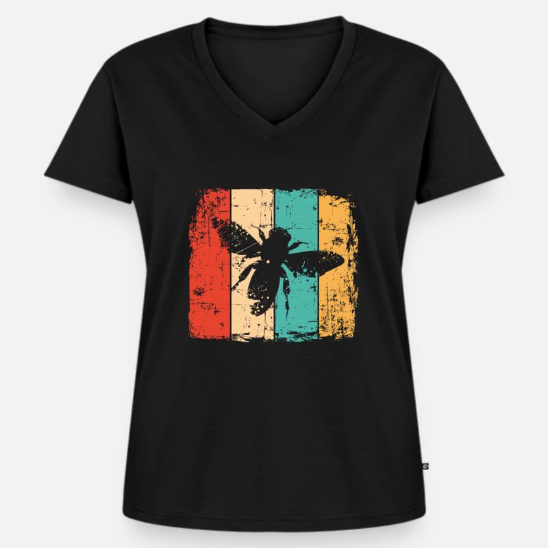 Bee retro - Women's Premium Organic V-neck T-shirt - black