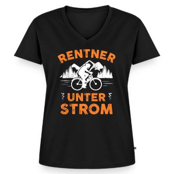 Rentner E-Bike ebike Fahrrad Spruch - Frauen Premium Bio T-Shirt mit V-Ausschnitt - Schwarz - Vorne - AI Model Female 172 light (172cm)