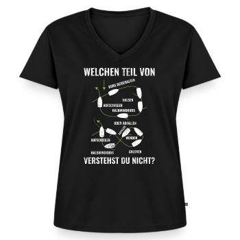 Segeln | Welchen Teil von verstehst du nicht - Frauen Premium Bio T-Shirt mit V-Ausschnitt - Schwarz - Vorne - AI Model Female 172 light (172cm)