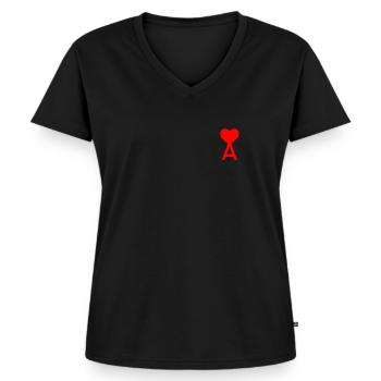 Poker A Love ASS Coeur - T-shirt encolure en V Premium bio Femme - noir - Devant - AI Model Female 172 light (172cm)