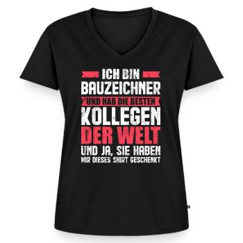 Bauzeichner Spruch - Frauen Premium Bio T-Shirt mit V-Ausschnitt - Schwarz - Vorne - AI Model Female 172 light (172cm)