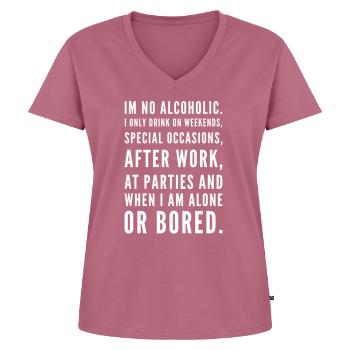 I am not an alcoholic - Women's Premium Organic V-neck T-shirt - mauve - Front - AI Model Female 172 dark (172cm)