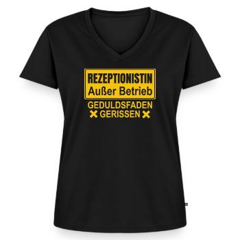 Rezeptionistin Außer Betrieb - Frauen Premium Bio T-Shirt mit V-Ausschnitt - Schwarz - Vorne - AI Model Female 172 light (172cm)