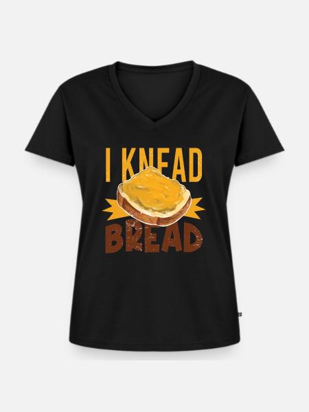 I Knead Bread - Baker - Frauen Premium Bio T-Shirt mit V-Ausschnitt - Schwarz