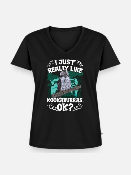 Kookaburra - Frauen Premium Bio T-Shirt mit V-Ausschnitt - Schwarz