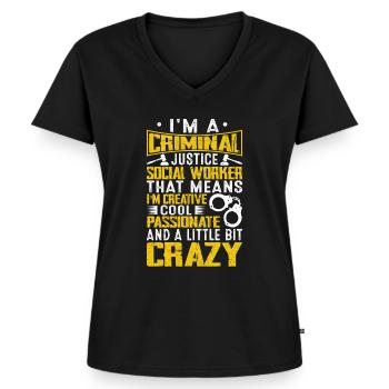 Je suis un travailleur social de justice pénale - T-shirt encolure en V Premium bio Femme - noir - Devant - AI Model Female 172 light (172cm)