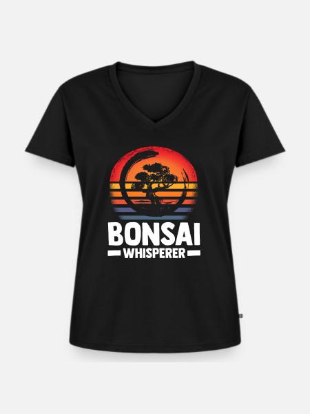 Bonsai Tree - Frauen Premium Bio T-Shirt mit V-Ausschnitt - Schwarz
