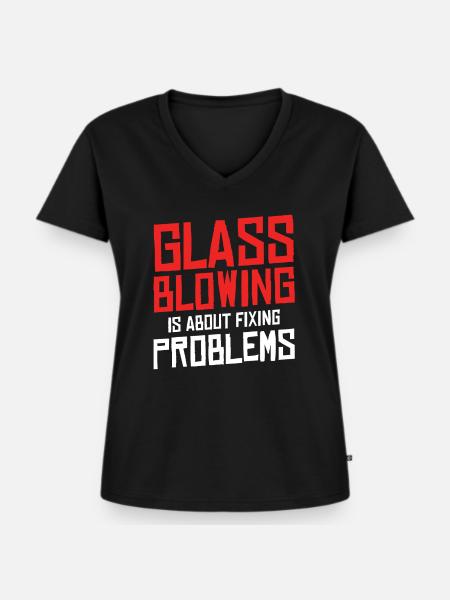 Glass Blower - Glassblowing - Frauen Premium Bio T-Shirt mit V-Ausschnitt - Schwarz