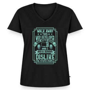 Drôle de programmeur Développeur Web Drôle - T-shirt encolure en V Premium bio Femme - noir - Devant - AI Model Female 172 light (172cm)