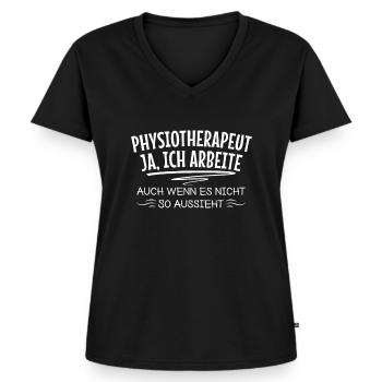 Lustige Physiotherapeut Physiotherapie Gesundheit - Frauen Premium Bio T-Shirt mit V-Ausschnitt - Schwarz - Vorne - AI Model Female 172 light (172cm)