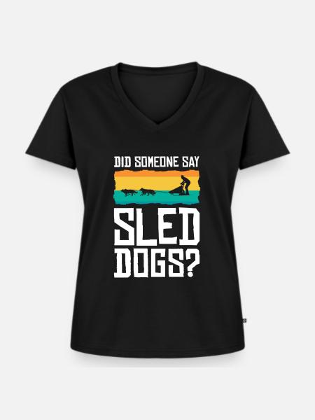 Dog Sledding | Mushing - Frauen Premium Bio T-Shirt mit V-Ausschnitt - Schwarz