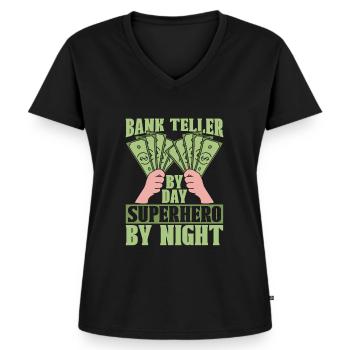 Bank employee - Women's Premium Organic V-neck T-shirt - black - Front - AI Model Female 172 light (172cm)