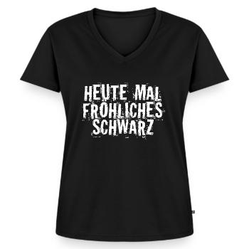 Heute mal fröhliches schwarz - Frauen Premium Bio T-Shirt mit V-Ausschnitt - Schwarz - Vorne - AI Model Female 172 light (172cm)
