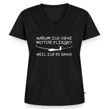 Segelflugzeug Segelflieger Pilot Spruch Geschenk - Frauen Premium Bio T-Shirt mit V-Ausschnitt - Schwarz - Vorne - AI Model Female 172 light (172cm)