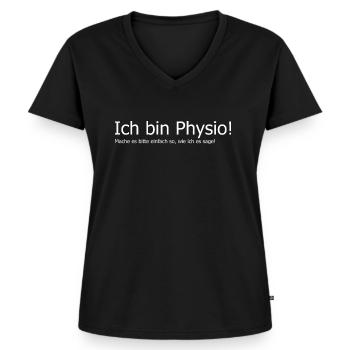Physiotherapeut Geschenkidee lustig Spruch Masseur - Frauen Premium Bio T-Shirt mit V-Ausschnitt - Schwarz - Vorne - AI Model Female 172 light (172cm)