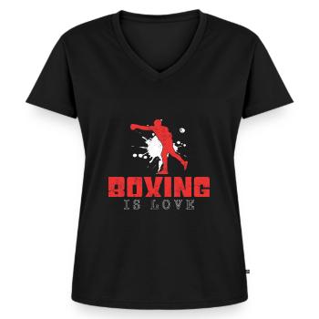 Boxen Spruch - Frauen Premium Bio T-Shirt mit V-Ausschnitt - Schwarz - Vorne - AI Model Female 172 light (172cm)