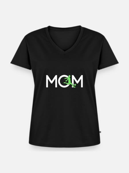 Fußball Mama - Frauen Premium Bio T-Shirt mit V-Ausschnitt - Schwarz