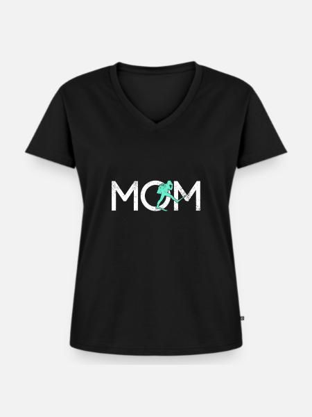 Taucherin Mama - Frauen Premium Bio T-Shirt mit V-Ausschnitt - Schwarz