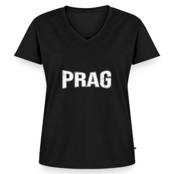 Prag - Frauen Premium Bio T-Shirt mit V-Ausschnitt - Schwarz - Vorne - AI Model Female 172 light (172cm)