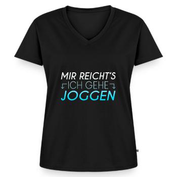 Joggen Spruch - Frauen Premium Bio T-Shirt mit V-Ausschnitt - Schwarz - Vorne - AI Model Female 172 light (172cm)