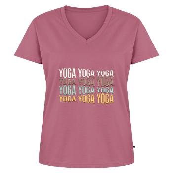 Yoga - T-shirt encolure en V Premium bio Femme - mauve - Devant - AI Model Female 172 dark (172cm)