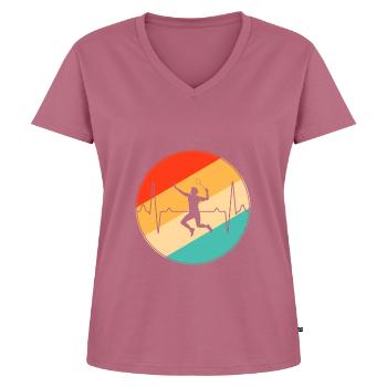 Badminton rétro heartbeat - T-shirt encolure en V Premium bio Femme - mauve - Devant - AI Model Female 172 dark (172cm)