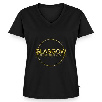 Glasgow - T-shirt encolure en V Premium bio Femme - noir - Devant - AI Model Female 172 light (172cm)