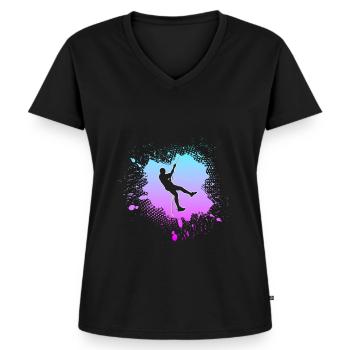 klettern - Frauen Premium Bio T-Shirt mit V-Ausschnitt - Schwarz - Vorne - AI Model Female 172 light (172cm)