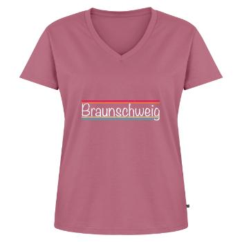 Braunschweig - T-shirt encolure en V Premium bio Femme - mauve - Devant - AI Model Female 172 dark (172cm)
