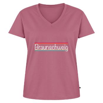 Braunschweig - T-shirt encolure en V Premium bio Femme - mauve - Devant - AI Model Female 172 dark (172cm)