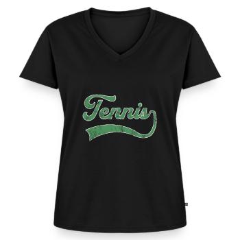 Tennis Schriftzug - Frauen Premium Bio T-Shirt mit V-Ausschnitt - Schwarz - Vorne - AI Model Female 172 light (172cm)