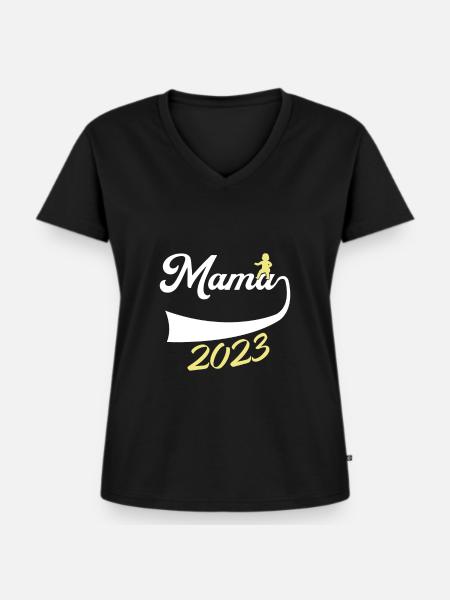 werdende Mama 2023 Geschenk - Frauen Premium Bio T-Shirt mit V-Ausschnitt - Schwarz