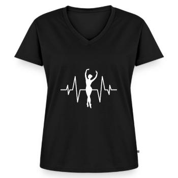 Ballet Danseur Danseur Heartbeat - T-shirt encolure en V Premium bio Femme - noir - Devant - AI Model Female 172 light (172cm)