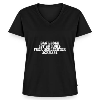Schnaps Spruch - Frauen Premium Bio T-Shirt mit V-Ausschnitt - Schwarz - Vorne - AI Model Female 172 light (172cm)