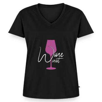 lustiger Wein Spruch - Frauen Premium Bio T-Shirt mit V-Ausschnitt - Schwarz - Vorne - AI Model Female 172 light (172cm)