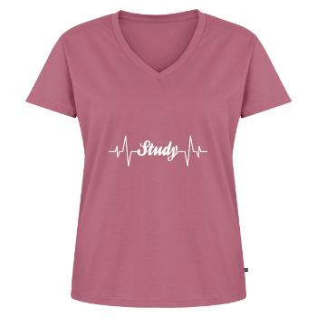 Studying heartbeat - Women's Premium Organic V-neck T-shirt - mauve - Front - AI Model Female 172 dark (172cm)