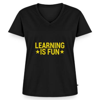 Apprendre Amusant Dicton - T-shirt encolure en V Premium bio Femme - noir - Devant - AI Model Female 172 light (172cm)