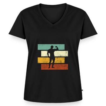 Body building Retro - Women's Premium Organic V-neck T-shirt - black - Front - AI Model Female 172 light (172cm)