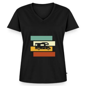 Motorhome Retro - Women's Premium Organic V-neck T-shirt - black - Front - AI Model Female 172 light (172cm)