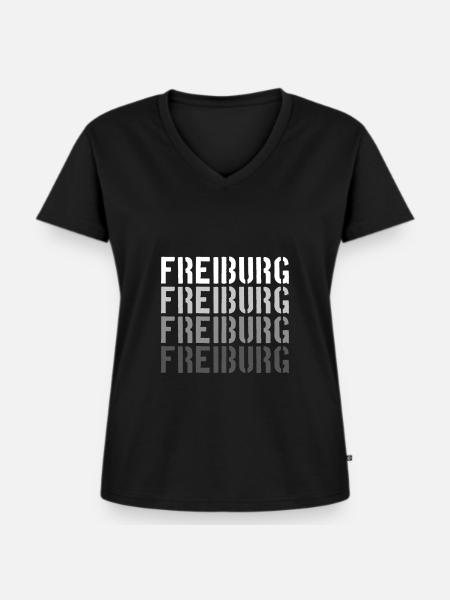Freiburg - Frauen Premium Bio T-Shirt mit V-Ausschnitt - Schwarz
