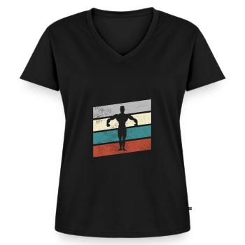 Body Building Retro - Women's Premium Organic V-neck T-shirt - black - Front - AI Model Female 172 light (172cm)