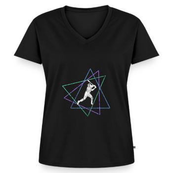 Baseball - Frauen Premium Bio T-Shirt mit V-Ausschnitt - Schwarz - Vorne - AI Model Female 172 light (172cm)