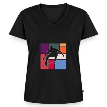 Patinage - T-shirt encolure en V Premium bio Femme - noir - Devant - AI Model Female 172 light (172cm)