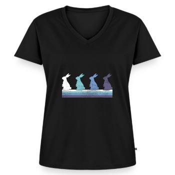 hase - Frauen Premium Bio T-Shirt mit V-Ausschnitt - Schwarz - Vorne - AI Model Female 172 light (172cm)